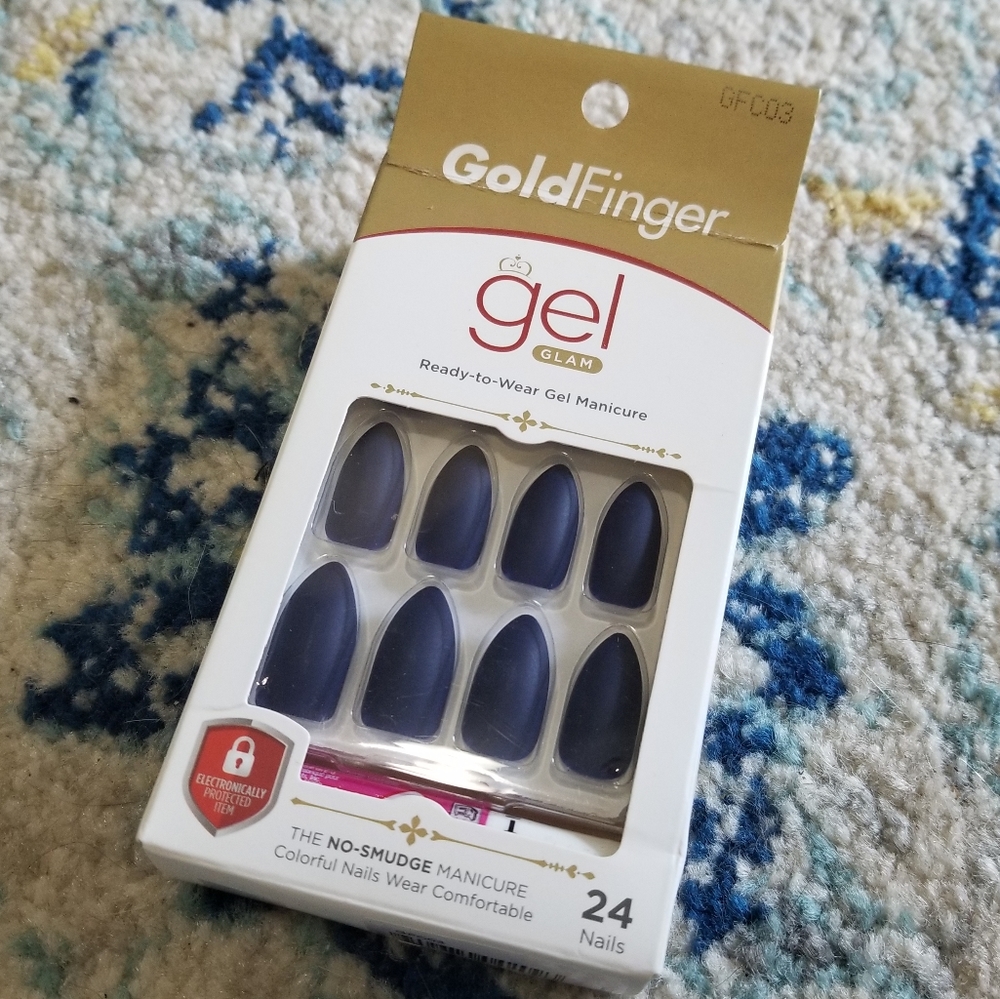 GoldFinger Gel Glam Nails GF03 Pointed Matte Navy
